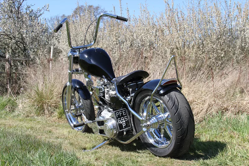 Custom motorcycle chopper rear design and build P & D Custom Bikes